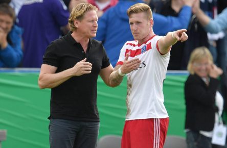 HSV-Trainer Markus Gisdol mit Stürmer Andre Hahn