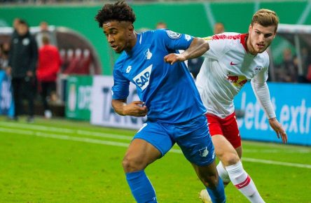 GER, DFB-Pokal 2018/2019 2. Hauptrunde, RB Leipzig vs. TSG 1899 Hoffenheim / 31.10.2018, Red Bull Arena, Leipzig, GER, DFB-Pokal 2018/2019 2. Hauptrunde, RB Leipzig vs. TSG 1899 Hoffenheim, DFL REGULATIONS PROHIBIT ANY USE OF PHOTOGRAPHS AS IMAGE SEQUENCES AND/OR QUASI-VIDEO. im Bild Nelson Reiss ( 9, TSG 1899 Hoffenheim), Timo Werner ( 11, RB Leipzig), *** DFB Pokal 2018 2019 2 Main Round RB Leipzig vs TSG 1899 Hoffenheim 31 10 2018 Red Bull Arena Leipzig GER DFB Pokal 2018 2019 2 Main Round RB Leipzig vs TSG 1899 Hoffenheim DFL REGULATIONS PROHIBIT ANY USE OF PHOTOGRAPH AS IMAGE SEQUENCES AND OR QUASI VIDEO in the picture Nelson Reiss 9 TSG 1899 Hoffenheim Timo Werner 11 RB Leipzig nordphotoxDostmann nph00325