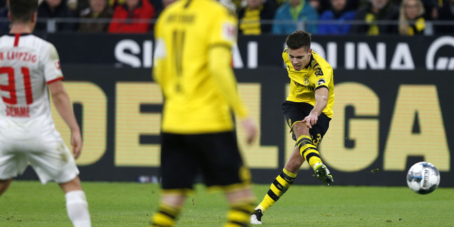 Julian Weigl erzielt für Borussia Dortmund ein Tor gegen Leipzig