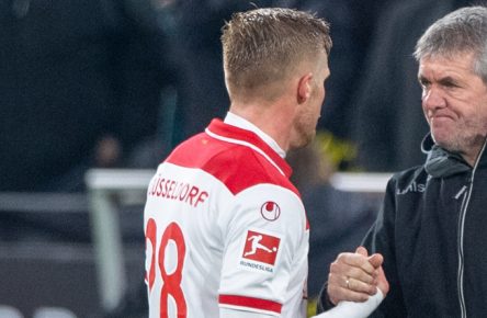 Hoffnungsträger von Fortuna Düsseldorf unter sich: Rouwen Hennings und Friedhelm Funkel