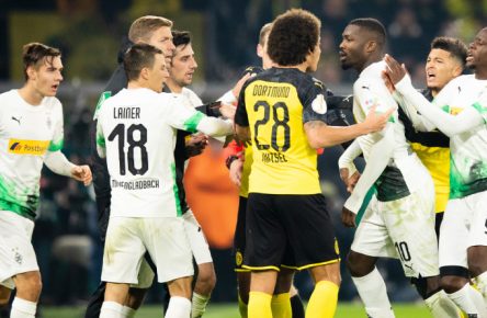 Kopf an Kopf ging es auch im Hinspiel zwischen Dortmund und Mönchengladbach