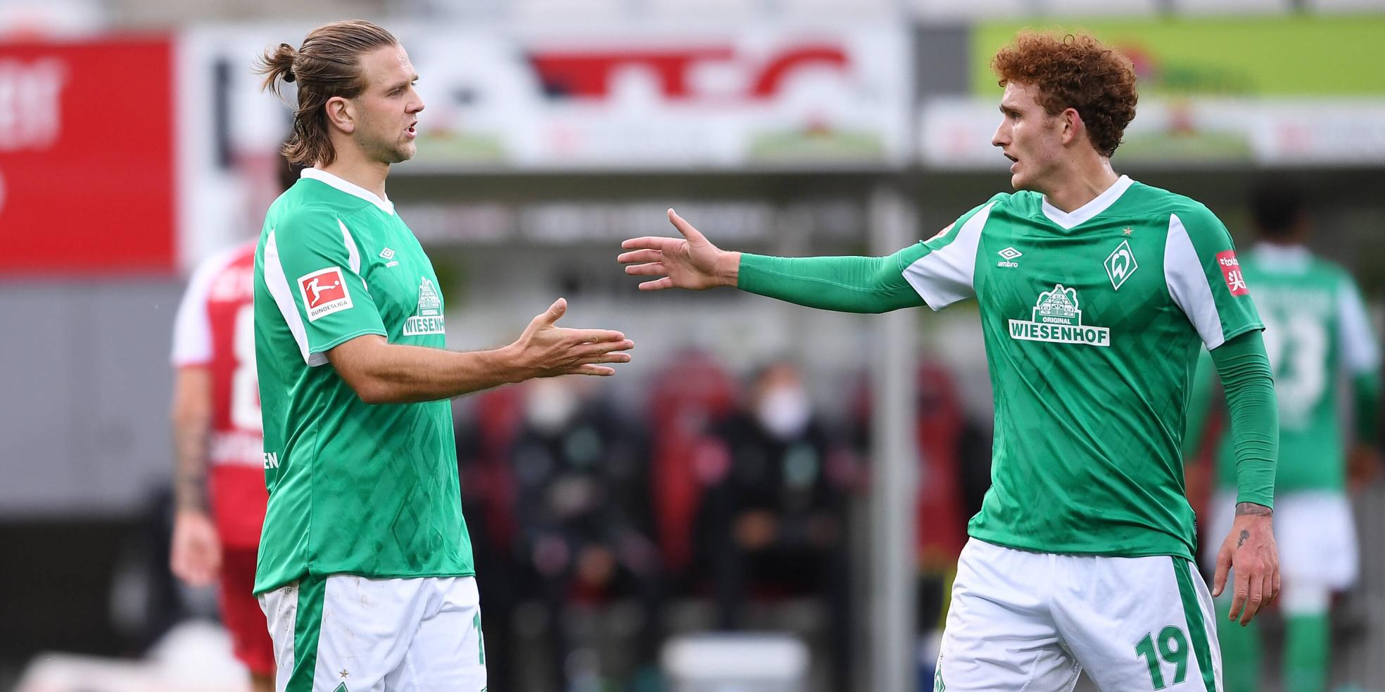Niclas Füllkrug und Josh Sargent vom SV Werder Bremen
