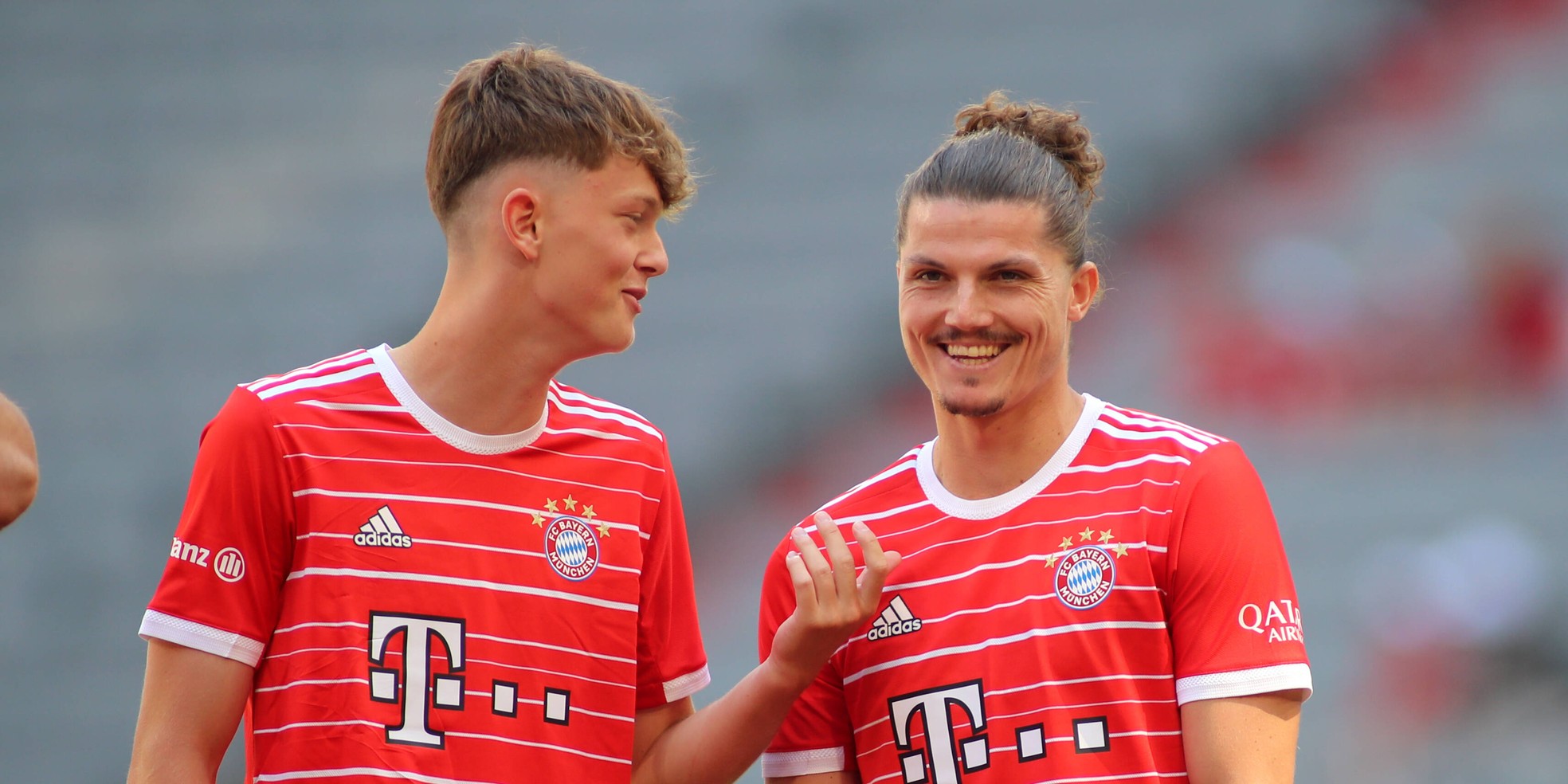 Paul Wanner und Marcel Sabitzer vom FC Bayern München