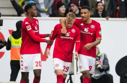 Der 1. FSV Mainz 05: Jonathan Burkardt, Karim Onisiwo, Edimilson Fernandes