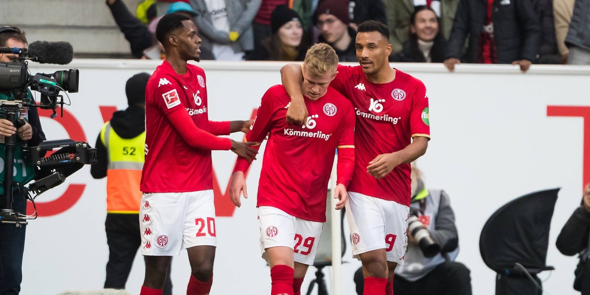 Der 1. FSV Mainz 05: Jonathan Burkardt, Karim Onisiwo, Edimilson Fernandes