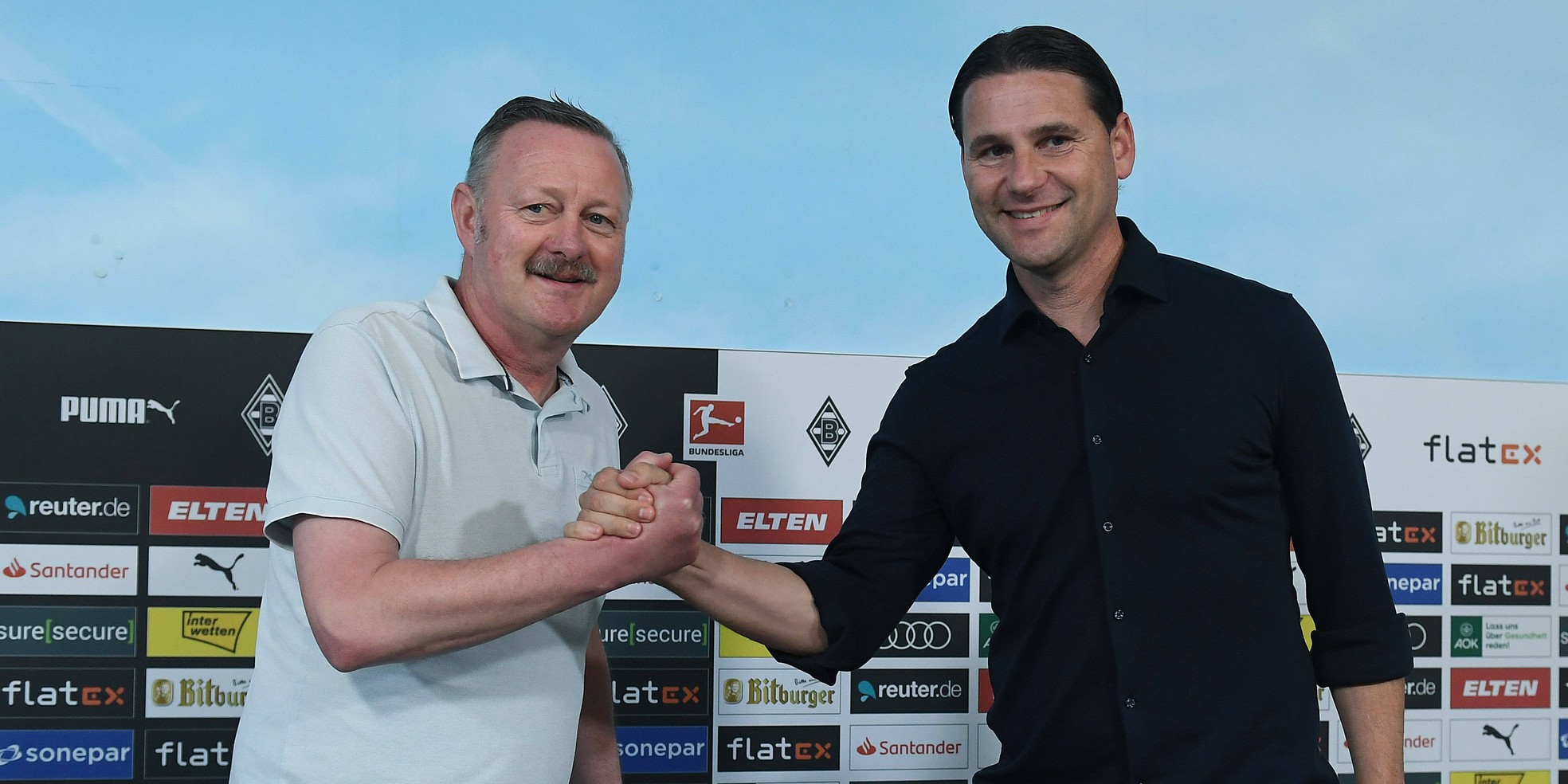 Borussia Mönchengladbach: Trainer Gerardo Seoane (r.) mit Geschäftsführer Roland Virkus