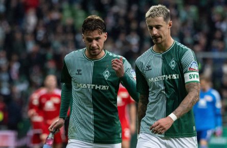 Olivier Deman und Marco Friedl vom SV Werder Bremen