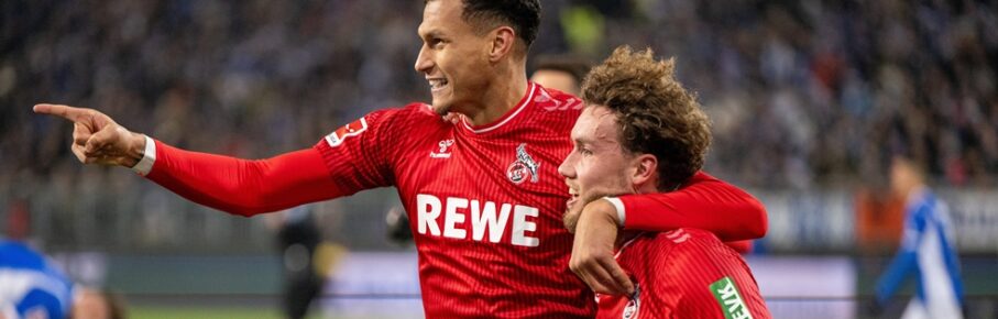 Davie Selke und Luca Waldschmidt (1. FC Köln) jubeln