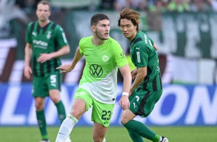 Jonas Wind vom VfL Wolfsburg im Spiel gegen Gladbach