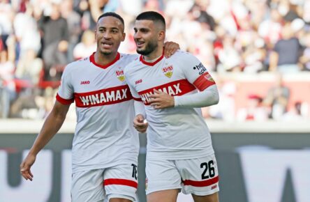 Jamie Leweling und Deniz Undav vom VfB Stuttgart