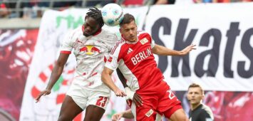 Laszlo Benes von Union Berlin und Castello Lukeba von RB Leipzig