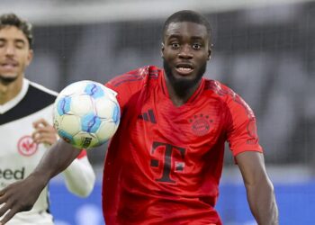 Dayot Upamecano vom FC Bayern im Spiel gegen Eintracht Frankfurt