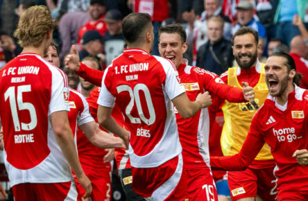 Jubel bei Union Berlin nach dem Tor von Laszlo Benes.