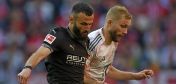Franck Honorat (Gladbach) gegen Konrad Laimer (FC Bayern)