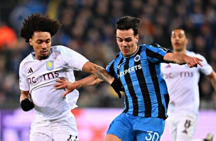 Im Visier von Borussia Dortmund: Ardon Jashari (Club Brügge) im Duell mit Kamara Boubacar (Aston Villa)