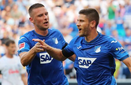 Pavel Kaderabek und Andrej Kramaric von der TSG Hoffenheim