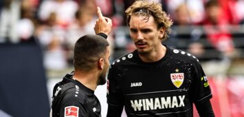 Nick Woltemade r.,VfB Stuttgart,11 und Deniz Undav VfB Stuttgart,26 - 1. Fussball Bundesliga Saison 2024-2025 Punktspiel RB Leipzig vs. VfB Stuttgart in der Red Bull Arena in Leipzig - Aktion,Fussball,Deutschland,Mann,Männer,17.05.2025 *** Nick Woltemade r ,VfB Stuttgart,11 and Deniz Undav VfB Stuttgart,26 1 Soccer Bundesliga Season 2024 2025 Point Match RB Leipzig vs VfB Stuttgart at the Red Bull Arena in Leipzig Action,Soccer,Germany,Man,Men,17 05 2025