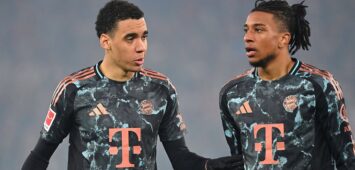 v.li:Jamal MUSIALA Bayern Muenchen, Michael OLISE Bayern Muenchen,Aktion. Fussball 1. Bundesliga Saison 2024/2025, 24.Spieltag, Spieltag24, VfB Stuttgart - FC Bayern Muenchen 1-3 am 28.02.2025 MHP ARENA. *** v li Jamal MUSIALA Bayern Muenchen , Michael OLISE Bayern Muenchen ,Action Soccer 1 Bundesliga Season 2024 2025, 24 Matchday, Matchday24, VfB Stuttgart FC Bayern Muenchen 1 3 on 28 02 2025 MHP ARENA