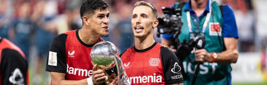 Bayer Leverkusen: Alejandro Grimaldo (r.) und Piero Hincapie