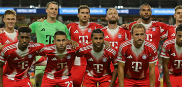 20th June 2025 Hard Rock Stadium, Miami, USA L-R Bayern Munich squad poses for team photo with Joshua Kimmich, goalkeeper Manuel Neuer, Leon Goretzka, Konrad Laimer, Jonathan Tah, Josip Stanisic, Kingsley Coman, Raphael Guerreiro, Serge Gnabry, Harry Kane and Michael Olise the match between FC Bayern Munich and CA Boca Juniors, in the 2nd round of group C in the FIFA Club World Cup 2025, at Hard Rock Stadium in Miami PUBLICATIONxNOTxINxUK ActionPlus12803501 HeulerxAndrey