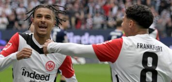 Jean-Matteo Bahoya von Eintracht Frankfurt jubelt