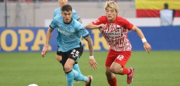 17.03.24 SC Freiburg - Bayer 04 Leverkusen Deutschland, Freiburg, 17.03.2024, Fussball, Bundesliga, SC Freiburg - Bayer 04 Leverkusen: v.l. Exequiel Palacios Bayer 04 Leverkusen, Ritsu Doan SC Freiburg. *** 17 03 24 SC Freiburg Bayer 04 Leverkusen Germany, Freiburg, 17 03 2024, Football, Bundesliga, SC Freiburg Bayer 04 Leverkusen v l Exequiel Palacios Bayer 04 Leverkusen , Ritsu Doan SC Freiburg