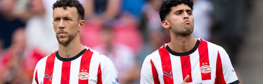 2025-07-26 PSV v Athletic Club - Pre-Season Friendly EINDHOVEN, NETHERLANDS - JULY 26: Ivan Perisic of PSV and Ricardo Pepi of PSV during the Pre-Season Friendly match between PSV and Athletic Club at Philips Stadion on July 26, 2025 in Eindhoven, Netherlands. Eindhoven Philips Stadion Netherlands Content not available for redistribution in The Netherlands directly or indirectly through any third parties. Copyright: xJorisxVerwijstx