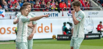 Tor zum 0:1 durch Romano Schmid SV Werder Bremen 20, Elfmeter, Jubelt mit Mitchell Weiser SV Werder Bremen 08 und Jens Stage SV Werder Bremen 06, GER, 1. FC Heidenheim vs. Werder Bremen, Fussball, Bundesliga, 34. Spieltag, Spielzeit 2024/2025, 17.05.2025, DFL/DFB REGULATIONS PROHIBIT ANY USE OF PHOTOGRAPHS AS IMAGE SEQUENCES AND/OR QUASI-VIDEO, GER, 1. FC Heidenheim vs. Werder Bremen, Fussball, Bundesliga, 34. Spieltag, Spielzeit 2024/2025, 17.05.2025 Heidenheim *** Goal for 0 1 by Romano Schmid SV Werder Bremen 20 , Penalty, Celebrates with Mitchell Weiser SV Werder Bremen 08 and Jens Stage SV Werder Bremen 06 , GER, 1 FC Heidenheim vs Werder Bremen, Soccer, Bundesliga, Matchday 34, Matchday 2024 2025, 17 05 2025, DFL DFB REGULATES PROHIBIT ANY USE OF PHOTOGRAPHS AS IMAGE SEQUENCES AND OR QUASI VIDEO, GER, 1 FC Heidenheim vs Werder Bremen, Football, Bundesliga, Matchday 34, Matchday 2024 2025, 17 05 2025 Heidenheim Copyright: xEibner-Pressefotox EP_EER