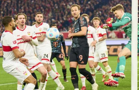Bayern-Stürmer Harry Kane gegen den VfB Stuttgart