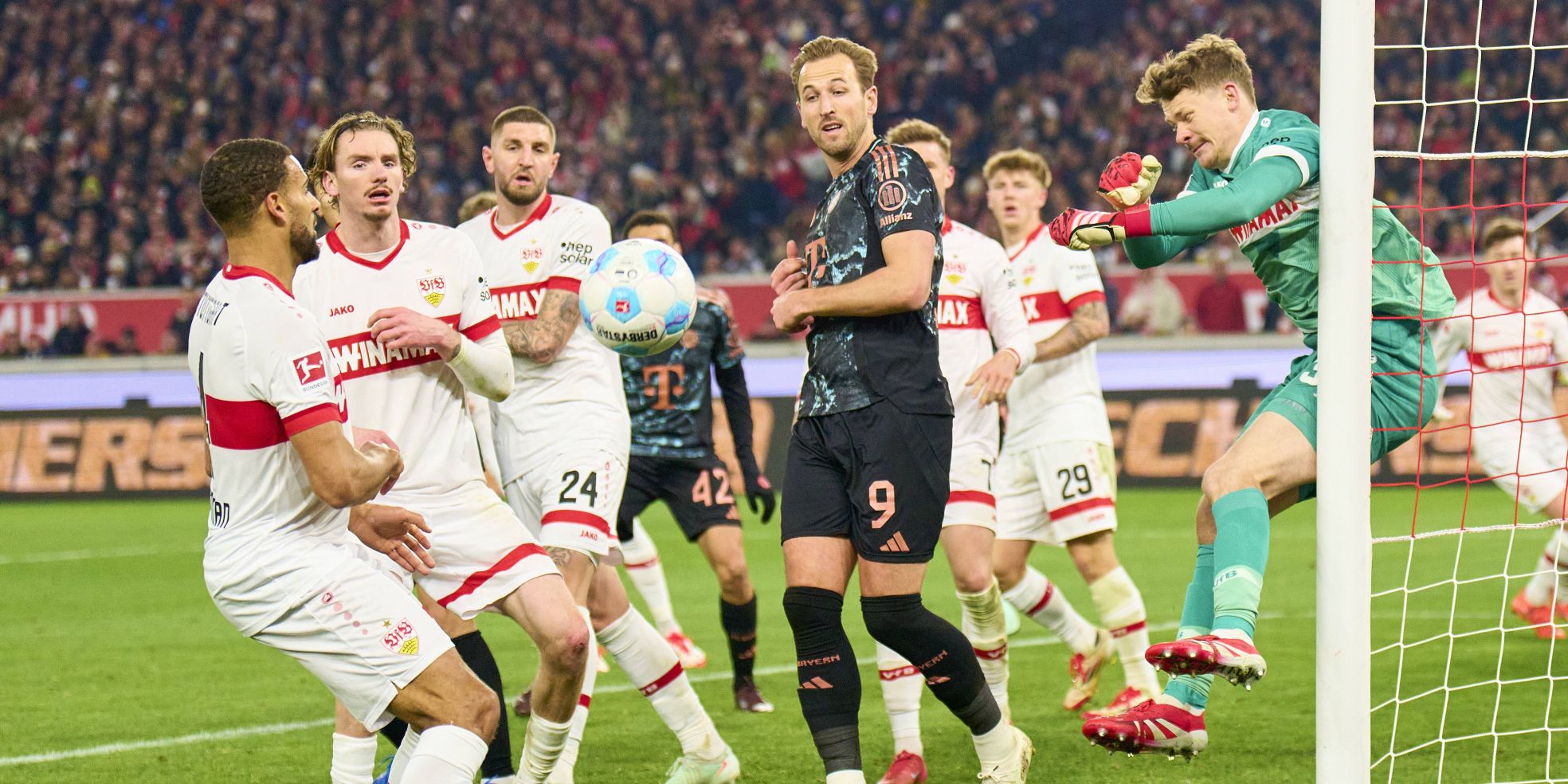 Bayern-Stürmer Harry Kane gegen den VfB Stuttgart