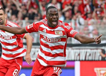 Top-Kaufempfehlung Ilyas Ansah (1. FC Union Berlin) jubelt gegen Stuttgart
