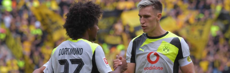 Karim Adeyemi und Nico Schlotterbeck vom BVB