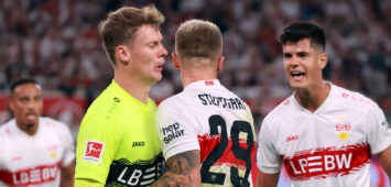 19.09.25 VfB Stuttgart - FC St. Pauli Deutschland, Stuttgart, 19.09.2025, Fussball, Bundesliga, VfB Stuttgart - FC St. Pauli: v.l. Alexander Nübel, Finn Jeltsch, Chema Andres alle VfB Stuttgart. *** 19 09 25 VfB Stuttgart FC St Pauli Germany, Stuttgart, 19 09 2025, Football, Bundesliga, VfB Stuttgart FC St Pauli f l Alexander Nübel, Finn Jeltsch, Chema Andres all VfB Stuttgart