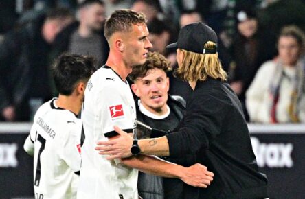 Gladbach-Talent Jan Urbich mit Interimstrainer Eugen Polanski