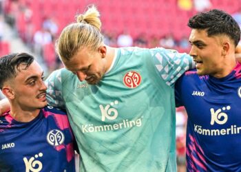 1. FSV Mainz 05: Paul Nebel, Robin Zentner, Nadiem Amiri