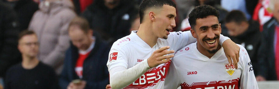 Stuttgart , Bundesliga Fußball VfB Stuttgart vs. 1.FC Heidenheim, v.l. Bilal El Khannouss, Tiago Tomas VfB Gemäß den Vorgaben der DFL Deutschen Fußball Liga ist es untersagt, in dem Stadion und/oder vom Spiel angefertigte Fotoaufnahmen in Form von Sequenzbildern und/oder videoähnlichen Fotostrecken zu verwerten bzw. verwerten zu lassen. *** Stuttgart , Bundesliga Soccer VfB Stuttgart vs 1 FC Heidenheim, f l Bilal El Khannouss, Tiago Tomas VfB According to the regulations of the DFL German Soccer League, it is prohibited to use or have used photographs taken in the stadium and or of the match in the form of sequential images and or video-like photo series