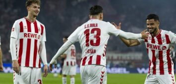 Bundesliga: 1. FC Köln - SC Freiburg, 31.08.2025 Said El Mala 1. FC Köln, 13 jubelt nach seinem Tor zum 4:0 mit Jusuf Gazibegovic 1. FC Köln, 25, Rav van den Berg 1. FC Köln, 33 freut sich mit. Bundesliga, 1. FC Köln - SC Freiburg, 2. Spieltag, am 31.08.2025, Rhein-Energie-Stadion, Köln DFL regulations prohibit any use of photographs as image sequences and/or quasi-video *** Bundesliga 1 FC Köln SC Freiburg, 31 08 2025 Said El Mala 1 FC Köln, 13 celebrates after his goal for 4 0 with Jusuf Gazibegovic 1 FC Köln, 25 , Rav van den Berg 1 FC Köln, 33 is happy with Bundesliga, 1 FC Köln SC Freiburg, 2 Spieltag, am 31 08 2025, Rhein Energie Stadion, Köln DFL regulations prohibit any use of photographs as image sequences and or quasi video Copyright: xBEAUTIFULxSPORTS/Meuselx