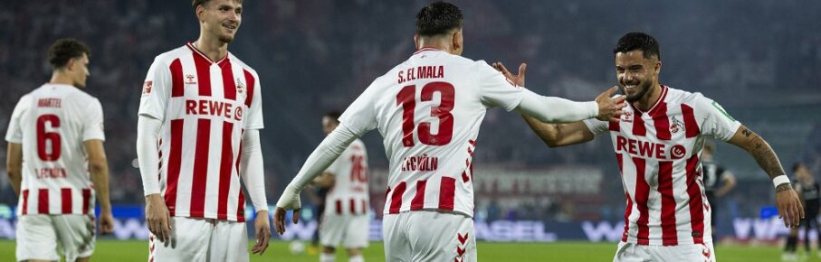 Bundesliga: 1. FC Köln - SC Freiburg, 31.08.2025 Said El Mala 1. FC Köln, 13 jubelt nach seinem Tor zum 4:0 mit Jusuf Gazibegovic 1. FC Köln, 25, Rav van den Berg 1. FC Köln, 33 freut sich mit. Bundesliga, 1. FC Köln - SC Freiburg, 2. Spieltag, am 31.08.2025, Rhein-Energie-Stadion, Köln DFL regulations prohibit any use of photographs as image sequences and/or quasi-video *** Bundesliga 1 FC Köln SC Freiburg, 31 08 2025 Said El Mala 1 FC Köln, 13 celebrates after his goal for 4 0 with Jusuf Gazibegovic 1 FC Köln, 25 , Rav van den Berg 1 FC Köln, 33 is happy with Bundesliga, 1 FC Köln SC Freiburg, 2 Spieltag, am 31 08 2025, Rhein Energie Stadion, Köln DFL regulations prohibit any use of photographs as image sequences and or quasi video Copyright: xBEAUTIFULxSPORTS/Meuselx