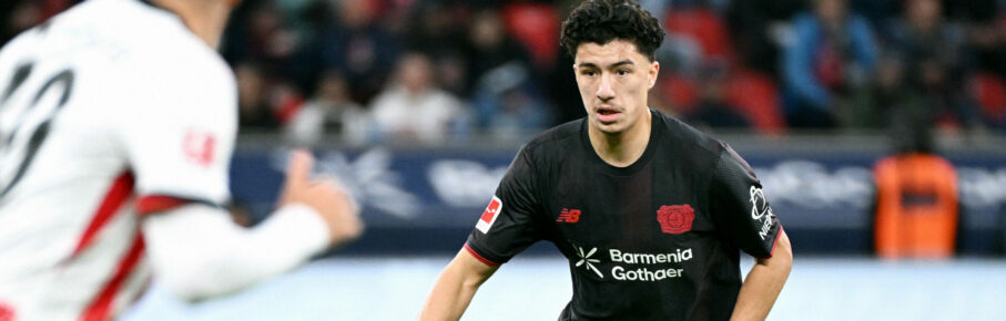 Fussball, Bundesliga, Deutschland, Herren, Saison 2025/2026, 8. Spieltag, BayArena Leverkusen: Bayer Leverkusen - SC Freiburg 2:0 Ibrahim Maza LEV. Aktion, Einzelbild. *** Football, Bundesliga, Germany, Men, Season 2025 2026, Matchday 8, BayArena Leverkusen Bayer Leverkusen SC Freiburg 2 0 Ibrahim Maza LEV Action, Single image