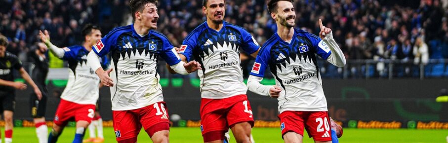 Torjubel Hamburger SV nach Tor zum 2:1 Fabio Vieira Hamburger SV, 20 GER, Hamburger SV vs. VfB Stuttgart, Fussball, 1. Bundesliga, Spieltag 12, Saison 2025/2026, 30.11.2025 DFL REGULATIONS PROHIBIT ANY USE OF PHOTOGRAPHS AS IMAGE SEQUENCES AND/OR QUASI-VIDEO GER, Hamburger SV vs. VfB Stuttgart, Fussball, 1. Bundesliga, Spieltag 12, Saison 2025/2026, 30.11.2025 Hamburg *** Goal celebration Hamburger SV after scoring 2 1 Fabio Vieira Hamburger SV, 20 GER, Hamburger SV vs VfB Stuttgart, Football, 1 Bundesliga, Matchday 12, Season 2025 2026, 30 11 2025 DFL REGULATIONS PROHIBIT ANY USE OF PHOTOGRAPHS AS IMAGE SEQUENCES AND OR QUASI VIDEO GER, Hamburger SV vs VfB Stuttgart, Football, 1 Bundesliga, Matchday 12, Season 2025 2026, 30 11 2025 Hamburg Copyright: xEibner-Pressefoto/MarcelxvonxFehrnx EP_MFN