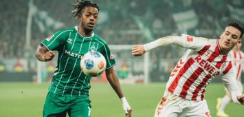 1. Bundesliga: SV Werder Bremen vs. 1. FC Köln, 29.11.2025 Samuel Mbangula 7, Werder Bremen gegen Said El Mala 1. FC Köln, 13 Fußball, 1. Bundesliga, 12. Spieltag: SV Werder Bremen vs. 1. FC Köln am 29.11.2025 im Weserstadion, Bremen DFL REGULATIONS PROHIBIT ANY USE OF PHOTOGRAPHS AS IMAGE SEQUENCES AND/OR QUASI-VIDEO. *** 1 Bundesliga SV Werder Bremen vs 1 FC Köln, 29 11 2025 Samuel Mbangula 7, Werder Bremen vs Said El Mala 1 FC Köln, 13 Football, 1 Bundesliga, Matchday 12 SV Werder Bremen vs 1 FC Köln on 29 11 2025 at Weserstadion, Bremen DFL REGULATIONS PROHIBIT ANY USE OF PHOTOGRAPHS AS IMAGE SEQUENCES AND OR QUASI VIDEO Copyright: xBEAUTIFULxSPORTS/Tonhäuserx