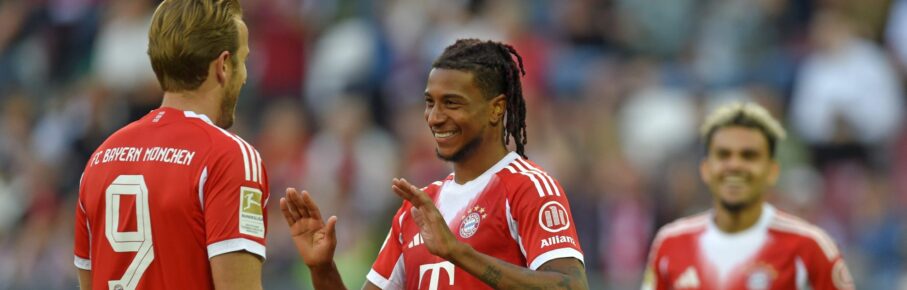 Harry Kane und Michael Olise vom FC Bayern