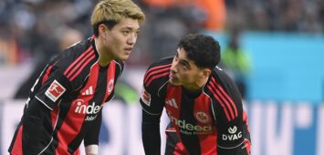 Ritsu DOAN F und Fares CHAIBI F halbe Figur, Halbfigur, halber Koerper, Fussball 1. Bundesliga Saison 2025/2026, 19.Spieltag, Spieltag19, matchday19, Eintracht Frankfurt F - TSG 1899 Hoffenheim 1899 1-3 am 24.01.2026 Deutsche Bank Park Frankfurt. DFL regulations prohibit any use of photographs as image sequences and/or quasi-video Â *** Ritsu DOAN F and Fares CHAIBI F half figure, half figure, half body, Football 1 Bundesliga Season 2025 2026, 19 Matchday, Matchday19, matchday19, Eintracht Frankfurt F TSG 1899 Hoffenheim 1899 1 3 am 24 01 2026 Deutsche Bank Park Frankfurt DFL regulations prohibit any use of photographs as image sequences and or quasi video Â