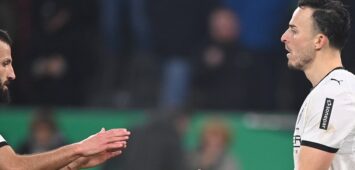 Haris TABAKOVIC MG jubelt nach seinem Tor zum 3-1 mit Franck HONORAT MG Jubel, jubeln, Freude, cheers, Fussball, DFB Pokal, 2. Hauptrunde, Borussia Moenchengladbach MG - Karlsruher SC KA 3-1 am 28.10.2025 im Borussiapark Moenchengladbach / Deutschland. DFL regulations prohibit any use of photographs as image sequences and/or quasi-video Â *** Haris TABAKOVIC MG cheers after his goal to 3 1 with Franck HONORAT MG Jubel, jubeln, Freude, cheers, Fussball, DFB Pokal, 2 Hauptrunde, Borussia Moenchengladbach MG Karlsruher SC KA 3 1 am 28 10 2025 im Borussiapark Moenchengladbach Deutschland DFL regulations prohibit any use of photographs as image sequences and or quasi video Â