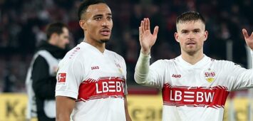 09.11.2025, xrekx, Fussball 1.Bundesliga, VfB Stuttgart - FC Augsburg v.l. Jamie Leweling VfB Stuttgart Maximilian Mittelstädt Mittelstaedt VfB Stuttgart Mannschaft, Spieler, jubeln nach Spielende, Team, Player, celebrate at the end of the match DFL/DFB REGULATIONS PROHIBIT ANY USE OF PHOTOGRAPHS as IMAGE SEQUENCES and/or QUASI-VIDEO Stuttgart *** 09 11 2025, xrekx, Soccer 1 Bundesliga, VfB Stuttgart FC Augsburg v l Jamie Leweling VfB Stuttgart Maximilian Mittelstädt Mittelstaedt VfB Stuttgart Mannschaft, Spieler, jubeln nach Spielende, Team, Player, celebrate at the end of the match DFL DFB REGULATIONS PROHIBIT ANY USE OF PHOTOGRAPHS as IMAGE SEQUENCES and or QUASI VIDEO Stuttgart