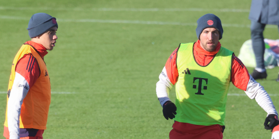 Wieder zusammen auf dem Trainingsplatz des FC Bayern München: Harry Kane und Jamal Musiala
