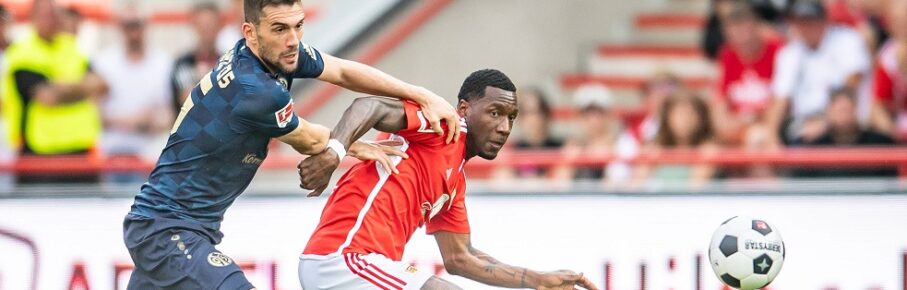 1. Fussball Bundesliga, 1. FC Union Berlin vs 1. FSV Mainz 05. Berlin, 20.08.2023 Stefan Bell 1. FSV Mainz 05, 16 Sheraldo Becker 1. FC Union Berlin, 27 1. Fussball Bundesliga, 1. FC Union Berlin vs 1. FSV Mainz 05, Stadion An der Alten Foersterei, Berlin 20.08.2023 DFL REGULATIONS PROHIBIT ANY USE OF PHOTOGRAPHS AS IMAGE SEQUENCES AND/OR QUASI-VIDEO. *** 1 Soccer Bundesliga, 1 FC Union Berlin vs 1 FSV Mainz 05 Berlin, 20 08 2023 Stefan Bell 1 FSV Mainz 05, 16 Sheraldo Becker 1 FC Union Berlin, 27 1 Soccer Bundesliga, 1 FC Union Berlin vs 1 FSV Mainz 05, Stadion An der Alten Foersterei, Berlin 20 08 2023 DFL REGULATES PROHIBIT ANY USE OF PHOTOGRAPHS AS IMAGE SEQUENCES AND OR QUASI VIDEO Copyright: xBEAUTIFULxSPORTS/LucianoxLimax