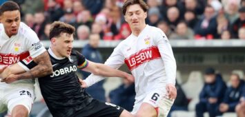 01.02.26 VfB Stuttgart - SC Freiburg Deutschland, Stuttgart, 01.02.2026, Fussball, Bundesliga, Saison 2025/2026, VfB Stuttgart - SC Freiburg: v.l. Nikolas Nartey VfB Stuttgart, Maximilian Eggestein SC Freiburg. *** 01 02 26 VfB Stuttgart SC Freiburg Germany, Stuttgart, 01 02 2026, Soccer, Bundesliga, Season 2025 2026, VfB Stuttgart SC Freiburg v l Nikolas Nartey VfB Stuttgart , Maximilian Eggestein SC Freiburg