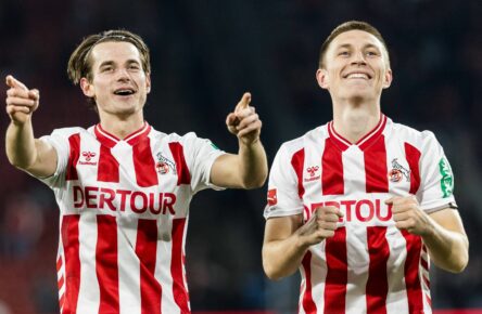 Jakub Kaminski und Kristoffer Lund vom 1. FC Köln
