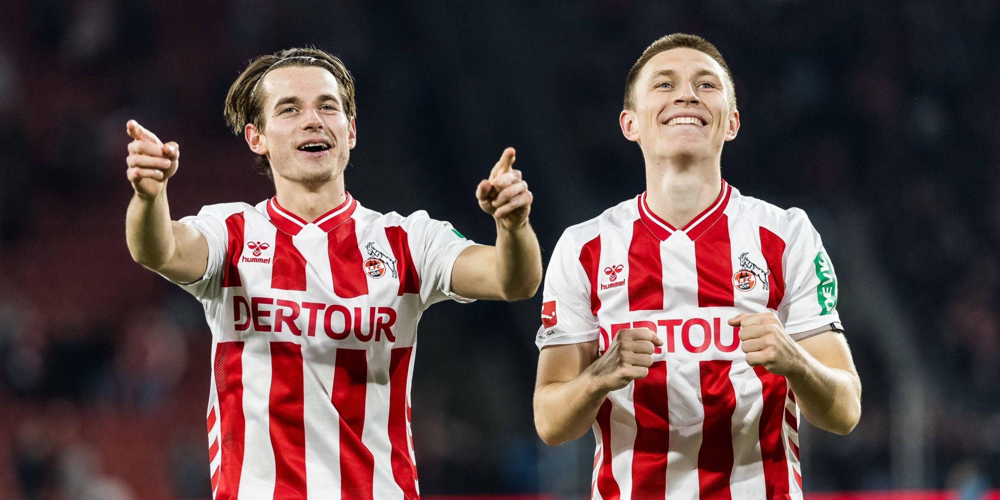 Jakub Kaminski und Kristoffer Lund vom 1. FC Köln